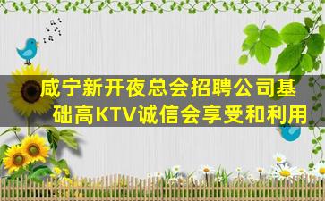 咸宁新开夜总会招聘公司基础高KTV诚信会享受和利用